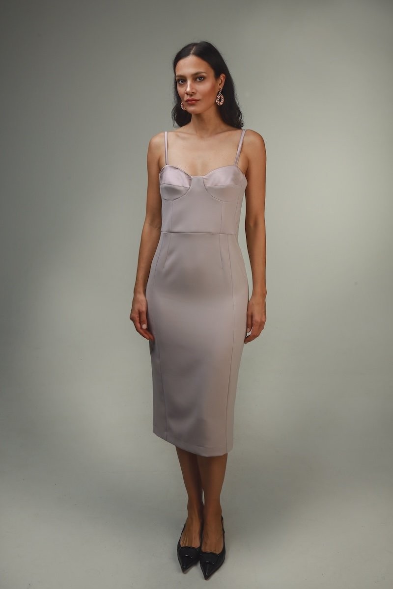 LAPPA Ženska midi haljina na bretele Iva, Roze