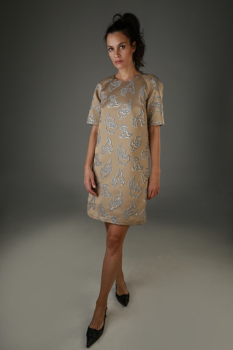 LAPPA Ženska mini haljina kratkih rukava Courtney, Bež