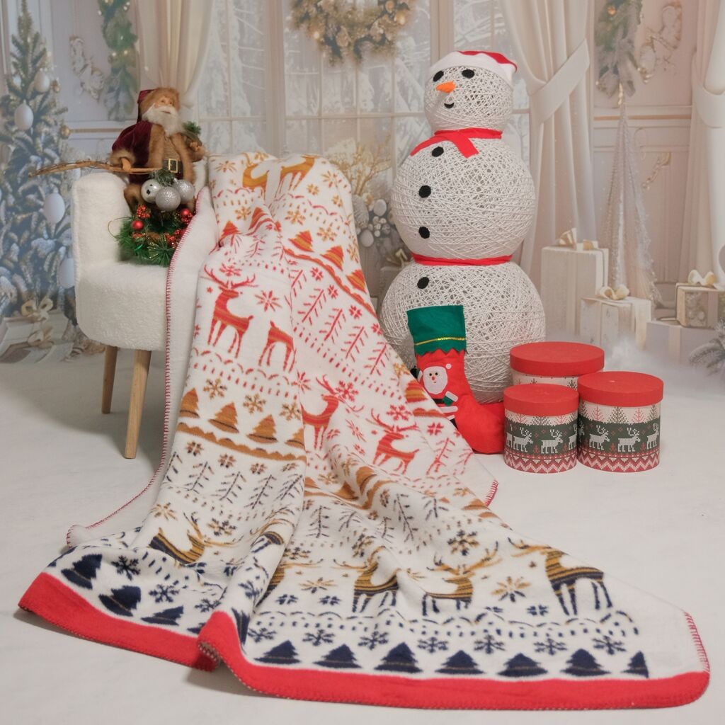 DekorDom Ćebe Christmas 150x200, Belo-crveno