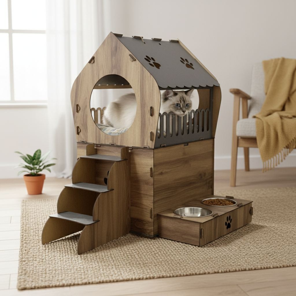 Paws & Whiskers Kuća za mačke Nessa, Braon