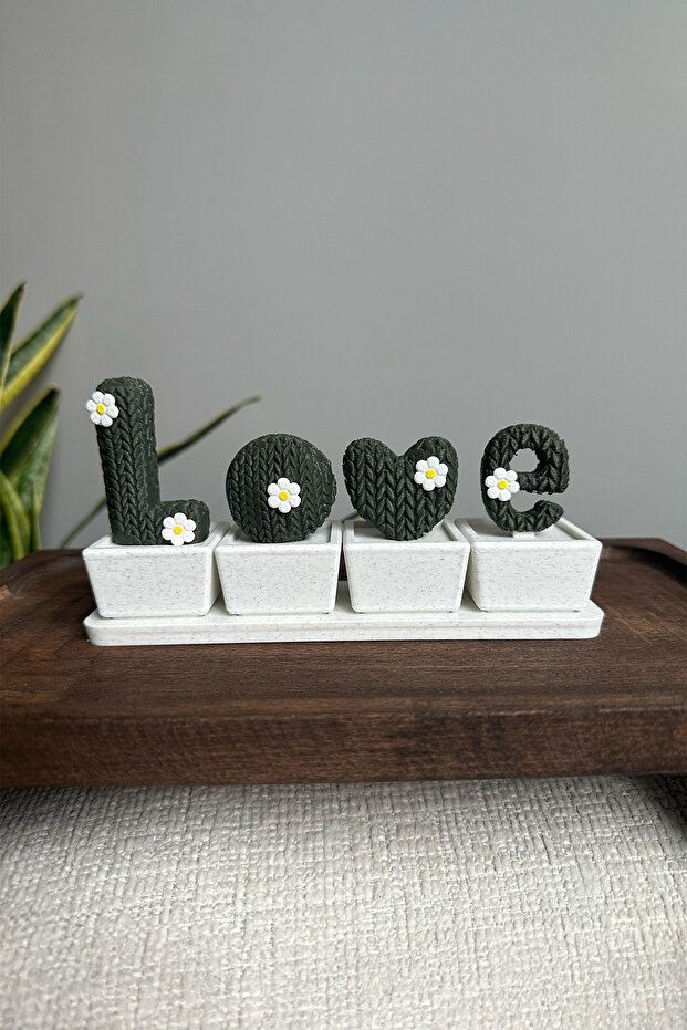 Aberto Design Dekorativna figura Love Cactus, Belo-zelena