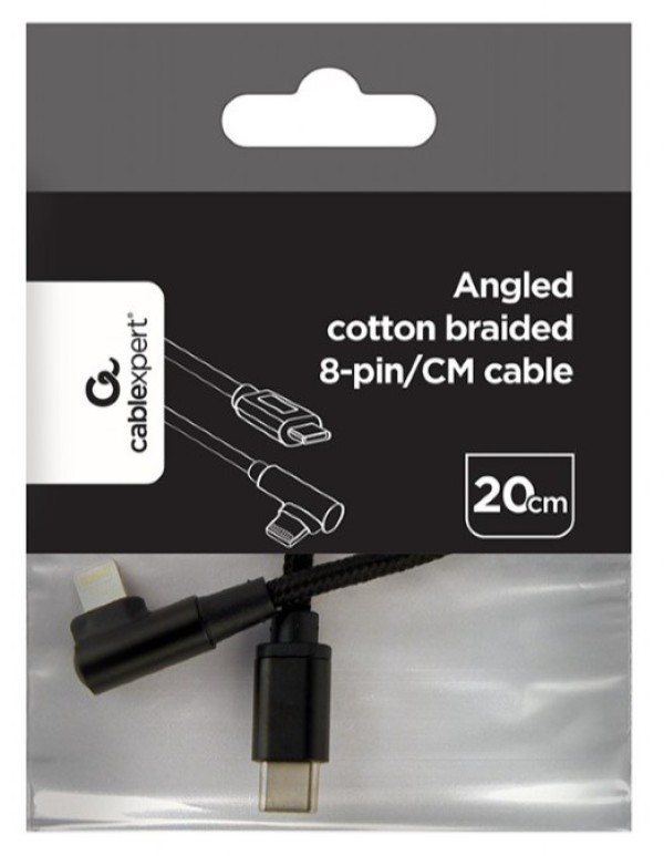 GEMBIRD Kabl USB-C, 8pin, Pod uglom, 0,2m, Crni