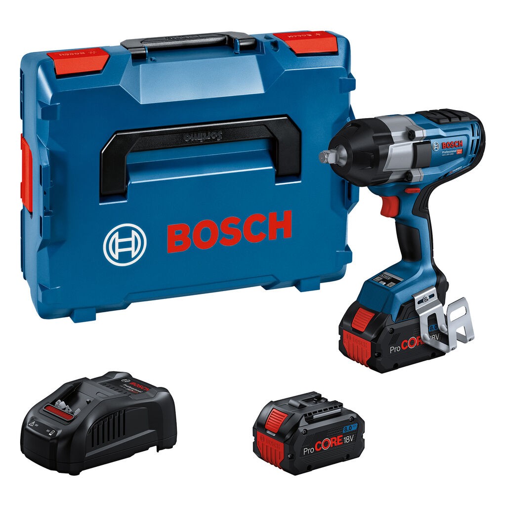 Bosch Set aku alata Udarni odvijač GDS 18V-1000, 2×PC 8.0Ah aku baterije, Punjač GAL 18V-80, L-BOXX kofer, 06019J8302
