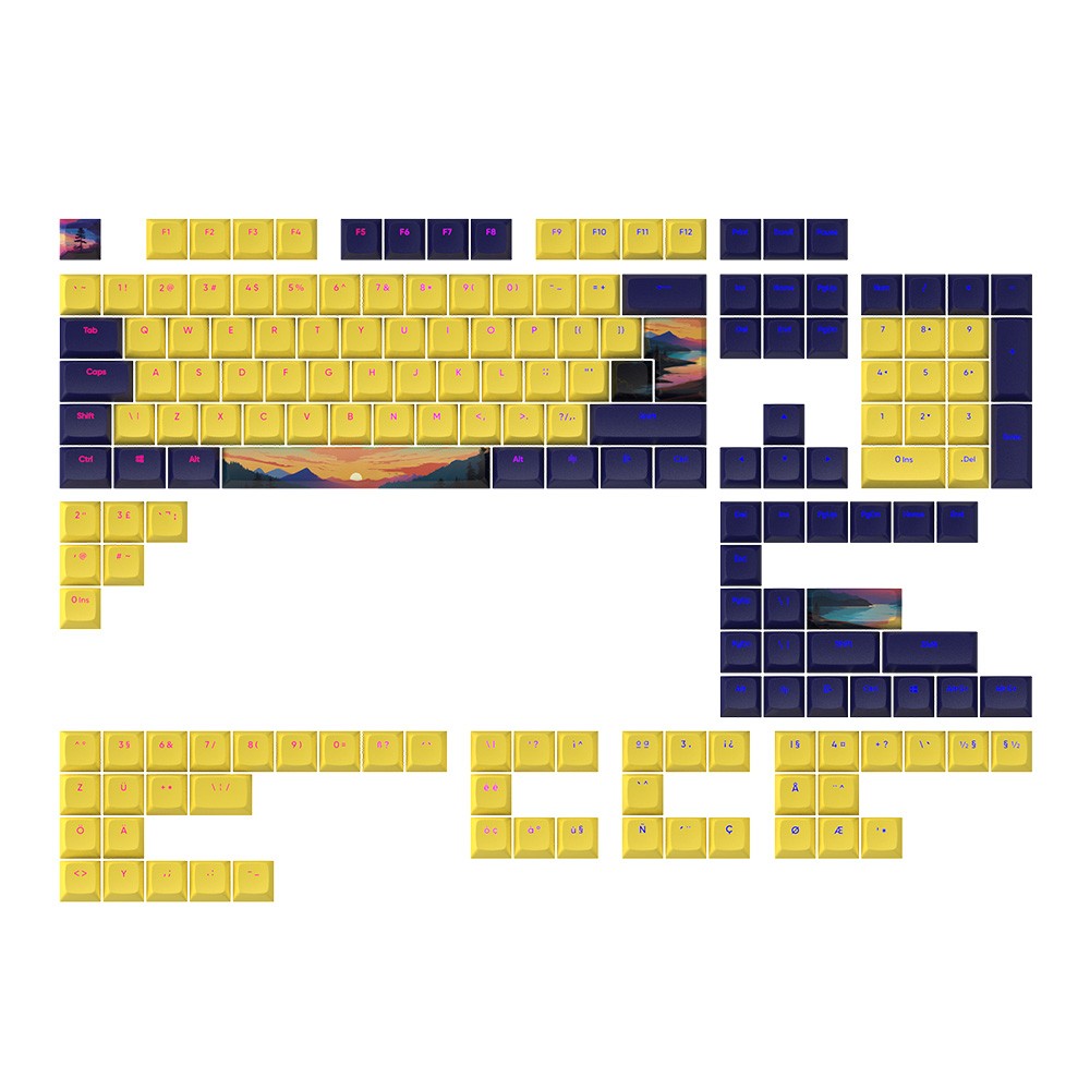 DARK PROJECT Zamenski dugmići za tastaturu Sunset Keycaps, 177 komada, Žuto-Ljubičasti