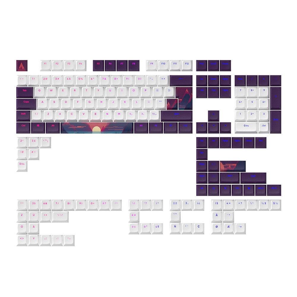 DARK PROJECT Zamenski dugmići za tastaturu Sunrise Keycaps, 177 komada, Belo-Ljubičasti