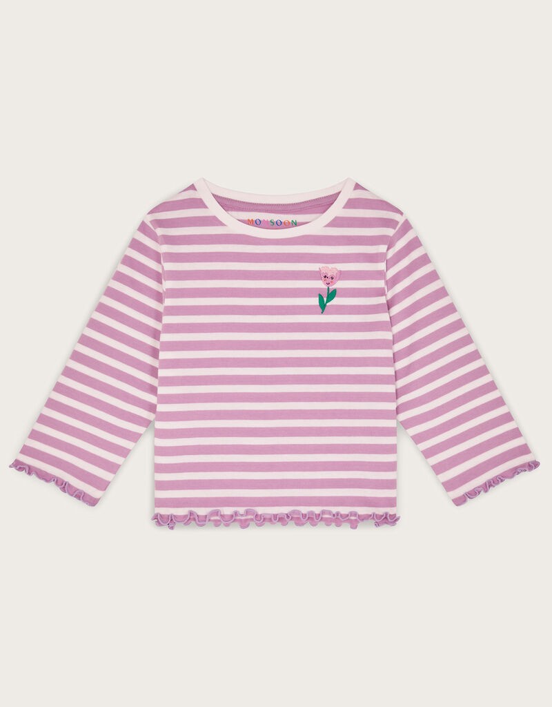 Monsoon Majica za devojčice Sleeves Stripe Top, Ljubičasta