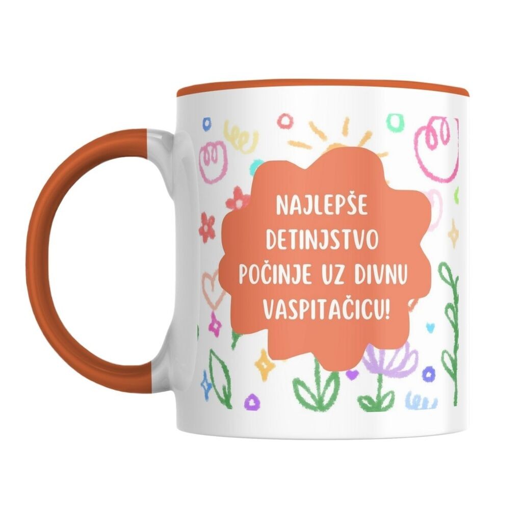 Šolja Najlepše detinjstvo počinje uz divnu vaspitačicu, 330 ml, Bela