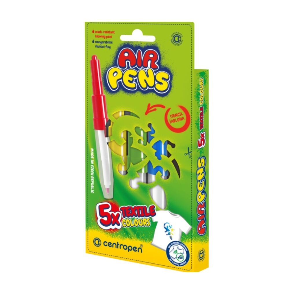 Centropen Set duvajućih flomastera, Textile, 5 komada
