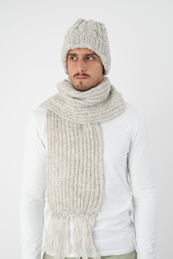 WOOL ART Muški set kapa i šal 24MSET1 Svetlosivi