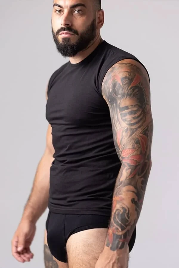 POMIRISHI BAMBOO UNDERWEAR Muška majica bez rukava, Crna