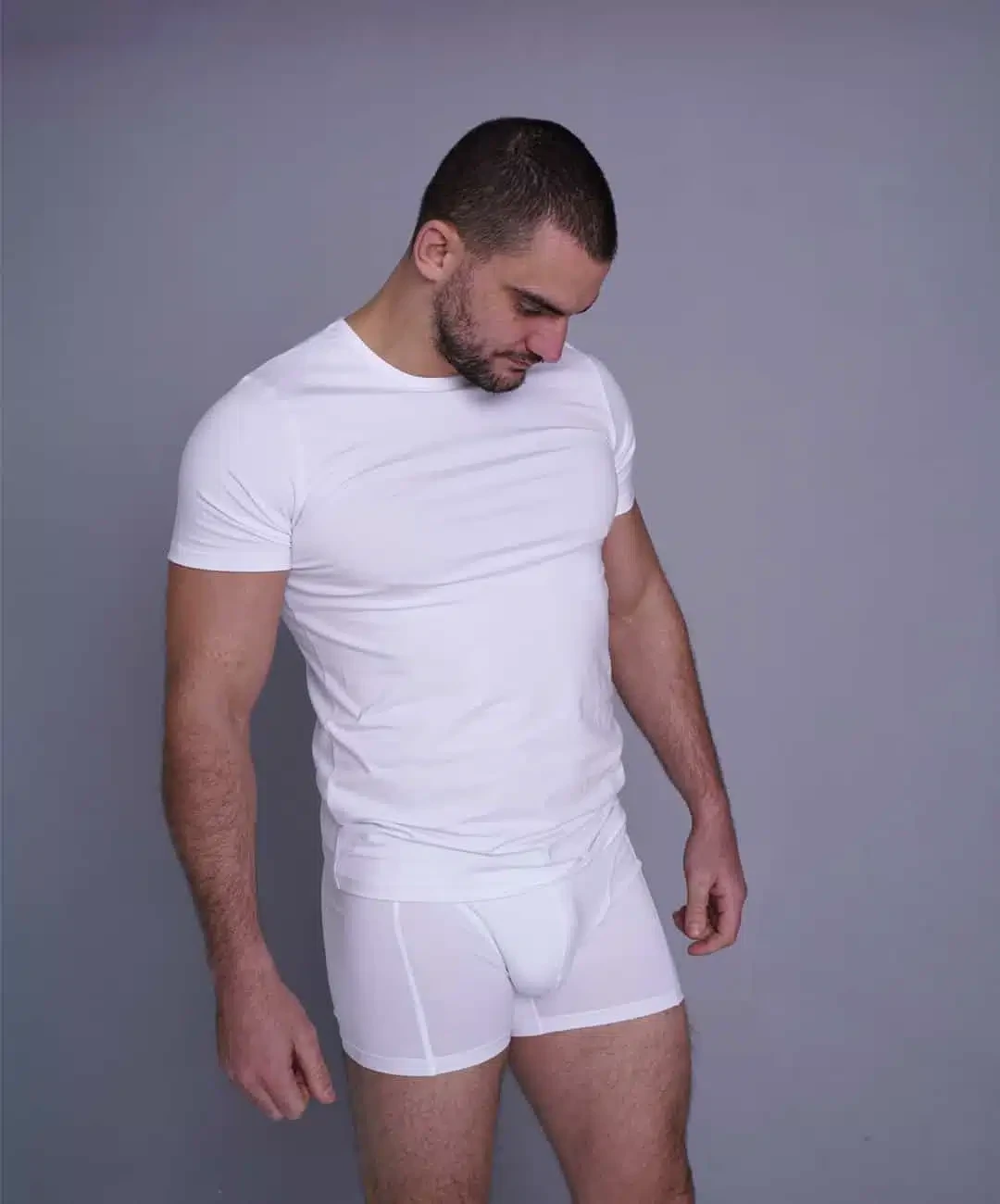 POMIRISHI BAMBOO UNDERWEAR Muška majica kratkih rukava, Bela