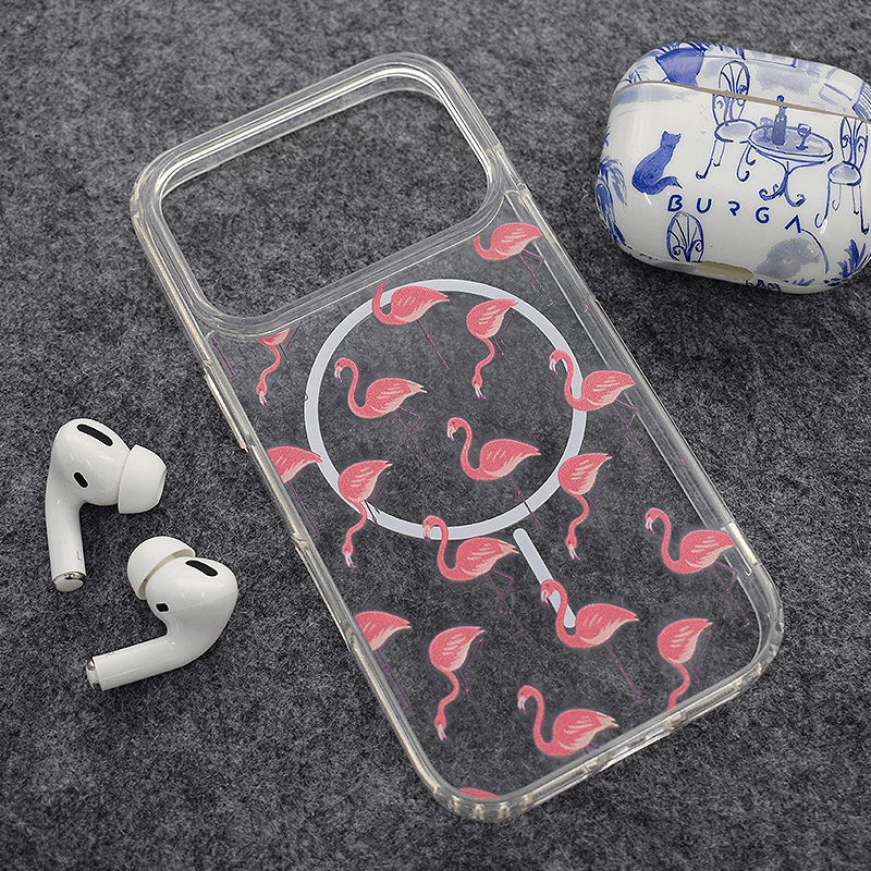 Maskica za iPhone 17 Pro Mag Case Nanobit Print Tropical Flamingos