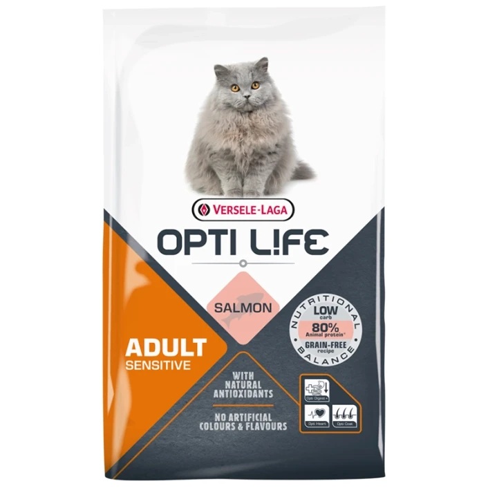 VERSELE LAGA Suva hrana za mačke namenjena ishrani odraslih mačaka osetljive kože i digestivnog trakta Opti Life Cat Adult Sensitive 7,5kg