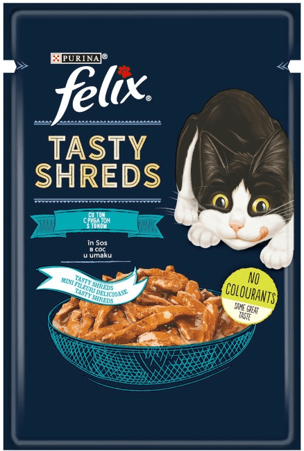FELIX PURINA Vlažna hrana za mačke Tasty Shreds, 80g
