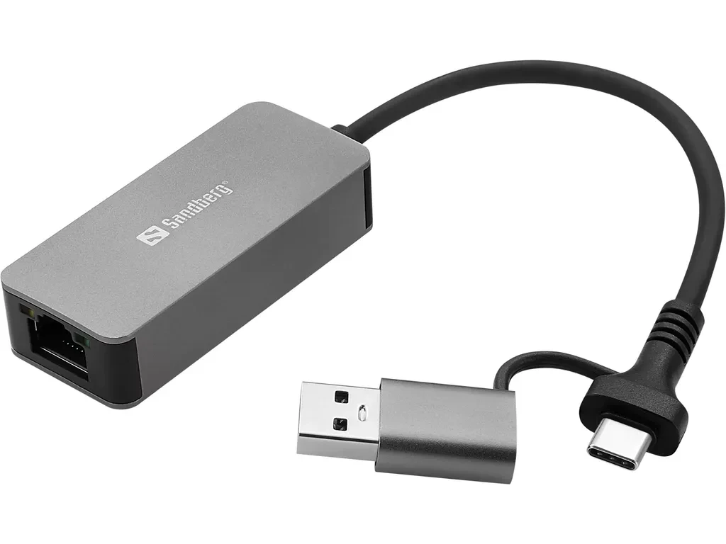 Sandberg USB adpater 136-68, USB-C/A na RJ-45