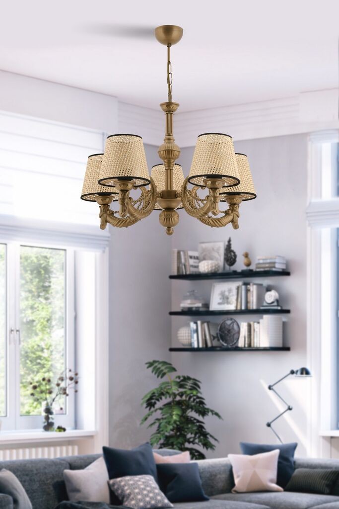 Opviq Luster Fiona Coral Chain, 15x10x13cm, IP20, Krem-zlatne boje