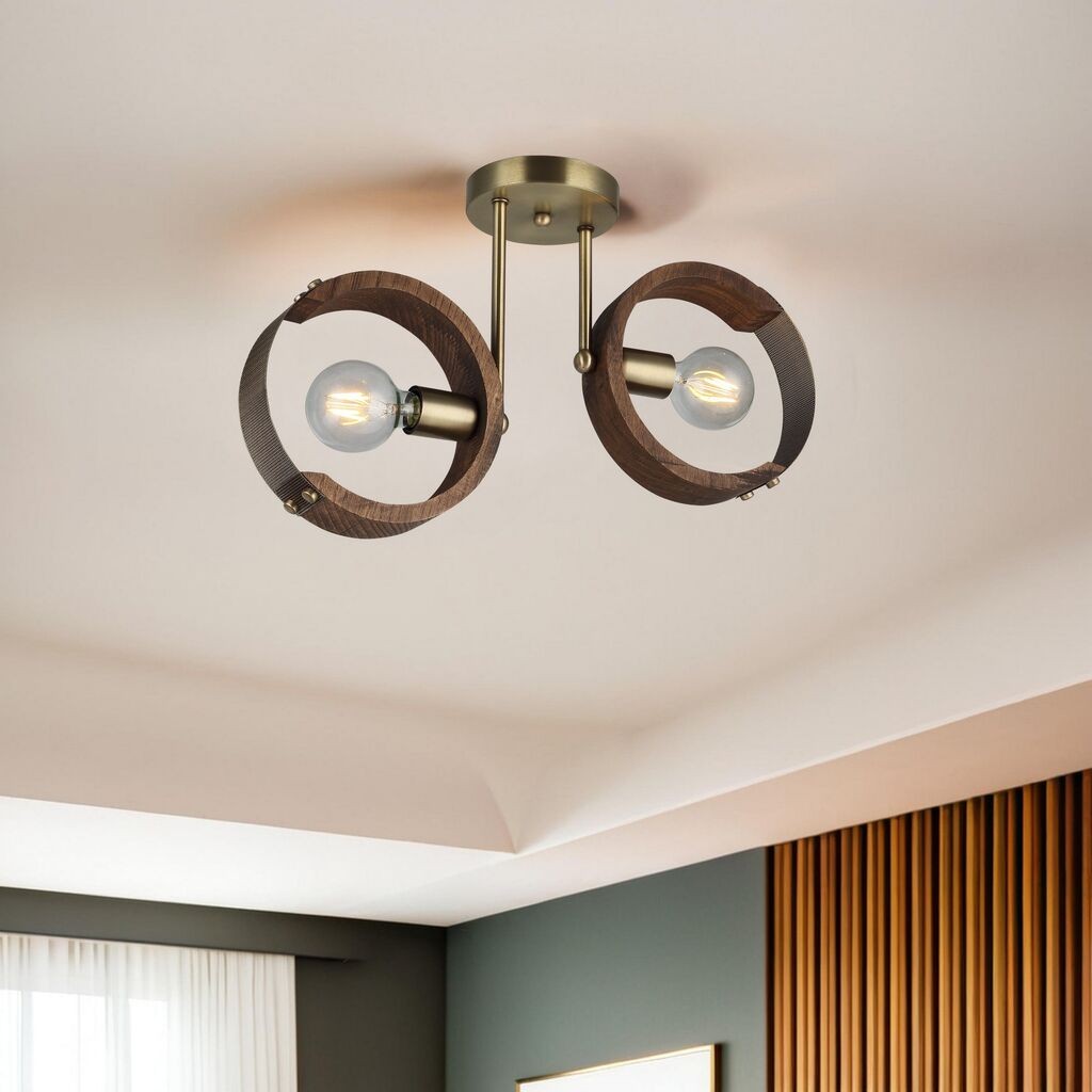 Opviq Luster Manya-52-12, 14x14x2,5cm, 29cm, IP20 Braon-zlatne boje