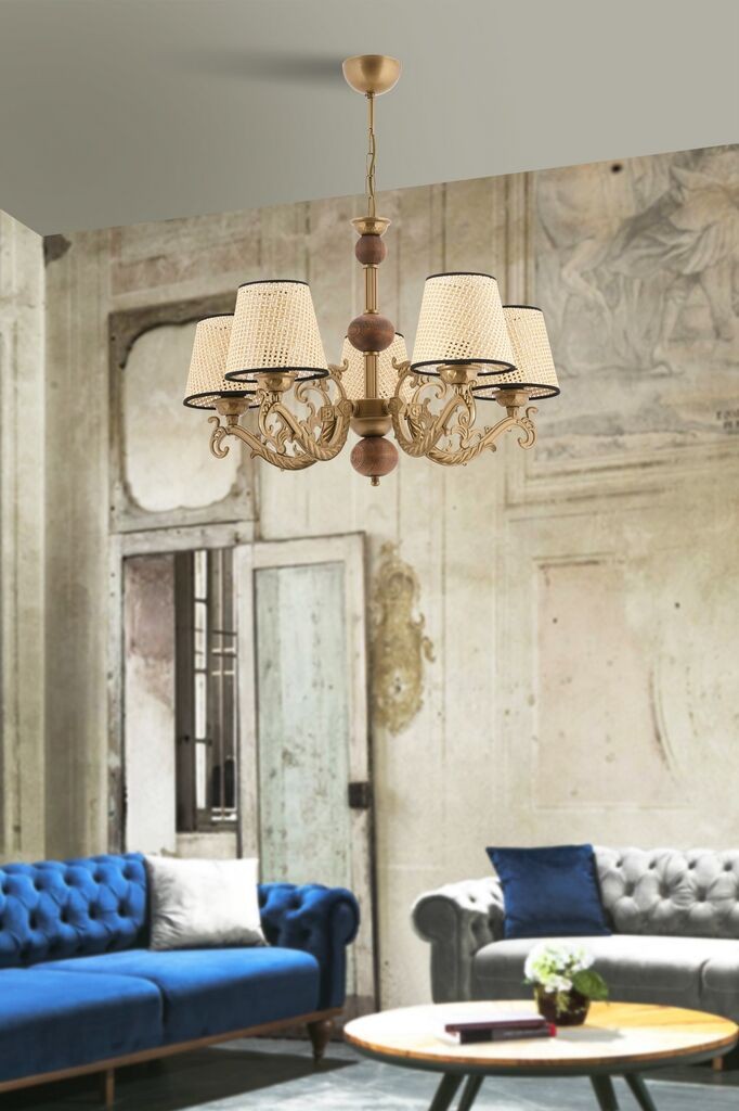 Opviq Luster Fiona Coral Wood, 15x10x13cm, IP20, Zlatno-bele boje