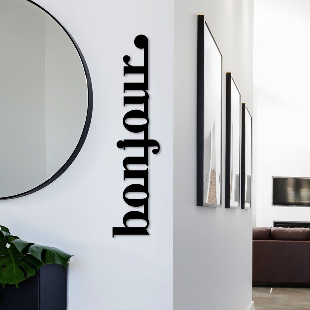 Wallity Zidna dekoracija Bonjour, 70x16cm, Crna