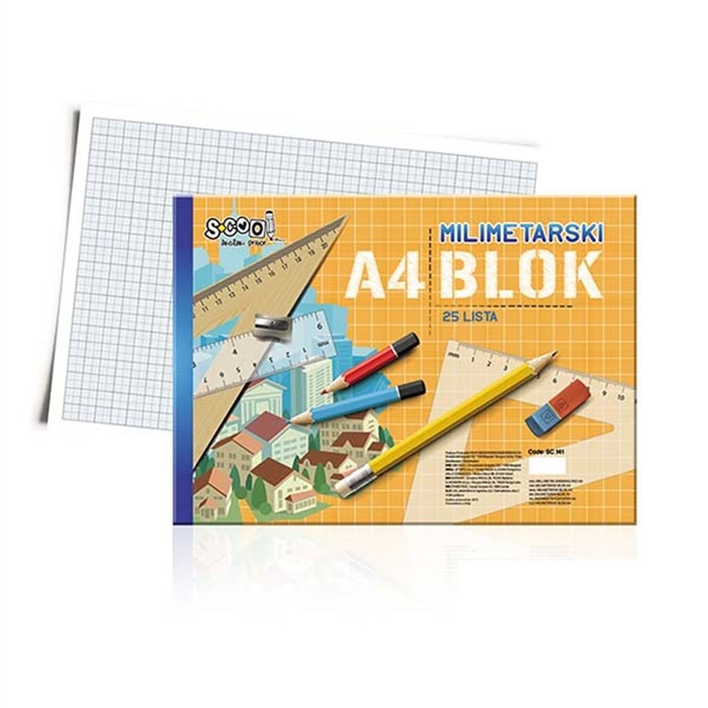S cool Milimetarski blok A4, 25 listova