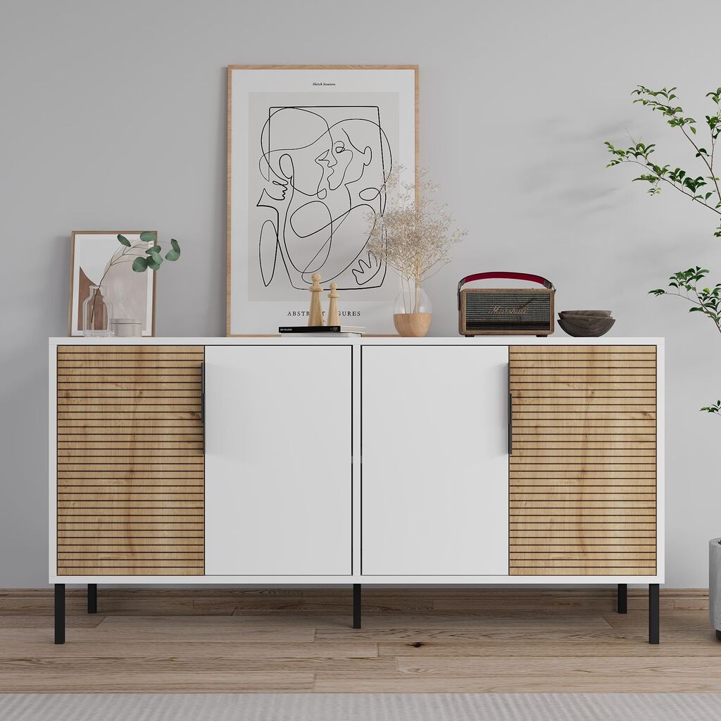 Hanah Home Konzolni sto Zerra, 150x75x36 cm, Belo-hrast boje