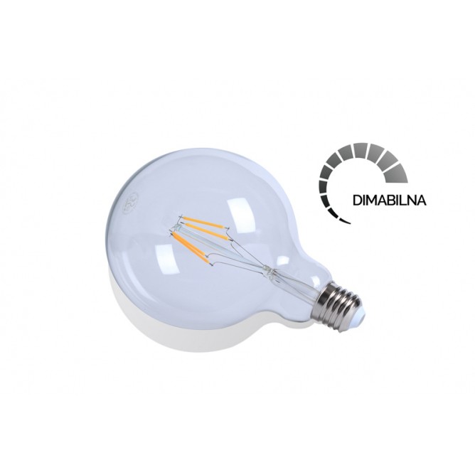 LED Sijalica Filament Dimabilnost, G125, 4W, E27, 2700K, 400lm