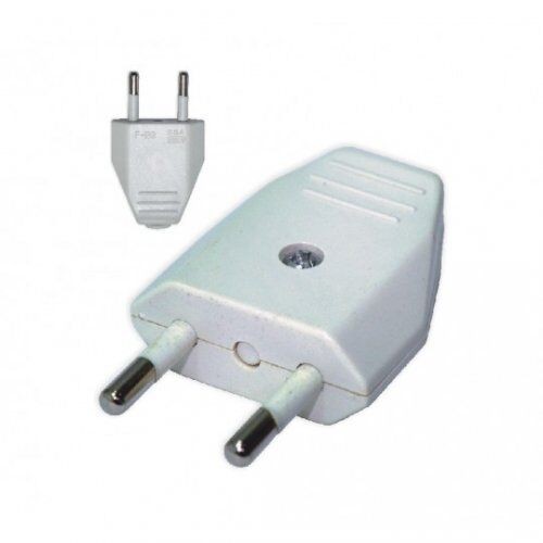 Utikač bez uzemljenja Pm-34 Bb 02.0125, Monofazni, Pljosnati , Beli