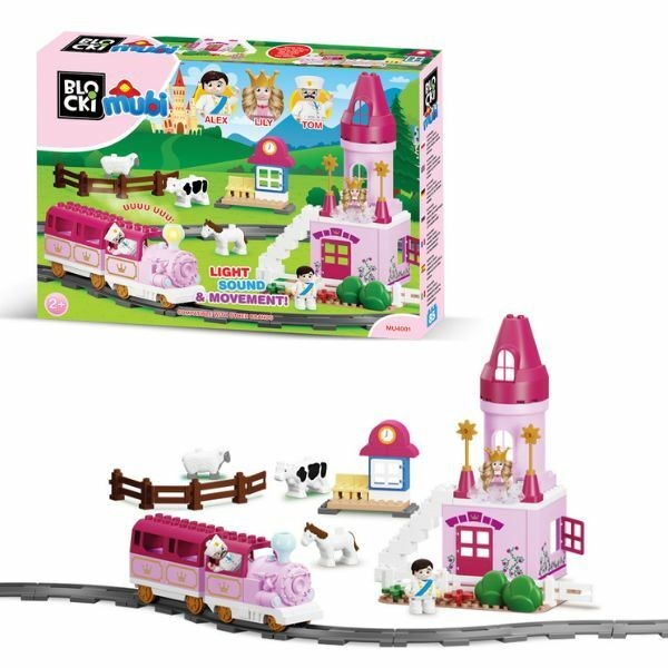 Blocki Kocke za decu Zamak i voz Mubi, 85 komada