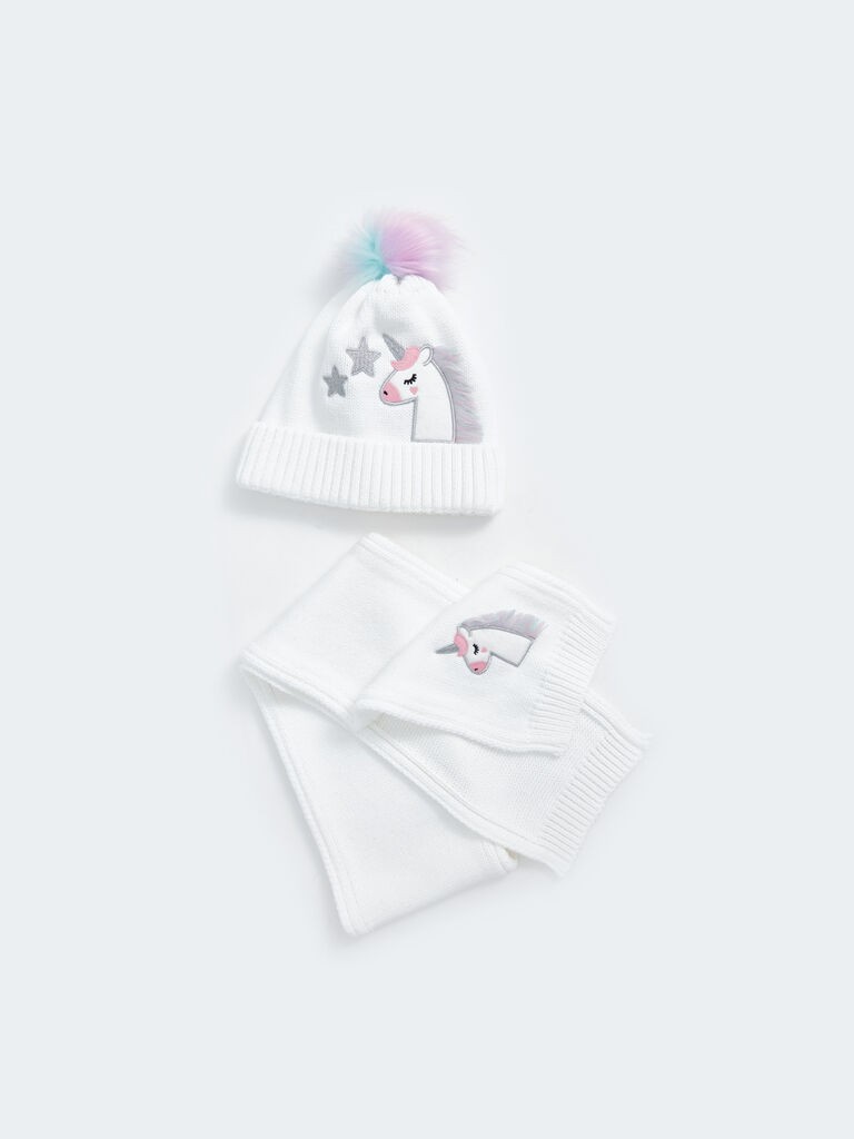LC Waikiki Komplet šal, kapa i rukavice za devojčice W4DG48Z4-J5E, Beli
