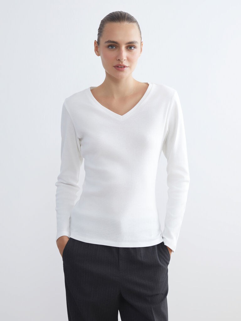 LC Waikiki Ženska majica W57961Z8-R9J, Krem