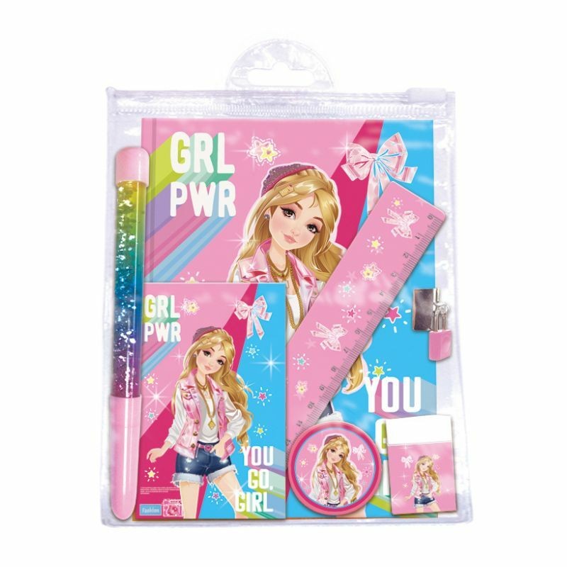 Dečiji dnevnik u setu Grl Pwr, 56 listova, Šareni