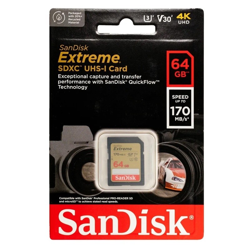 SanDisk Memorijska kartica Extreme SDXC, 64GB, 170MB, s, V30 UHS-I Class 10 U3 V30