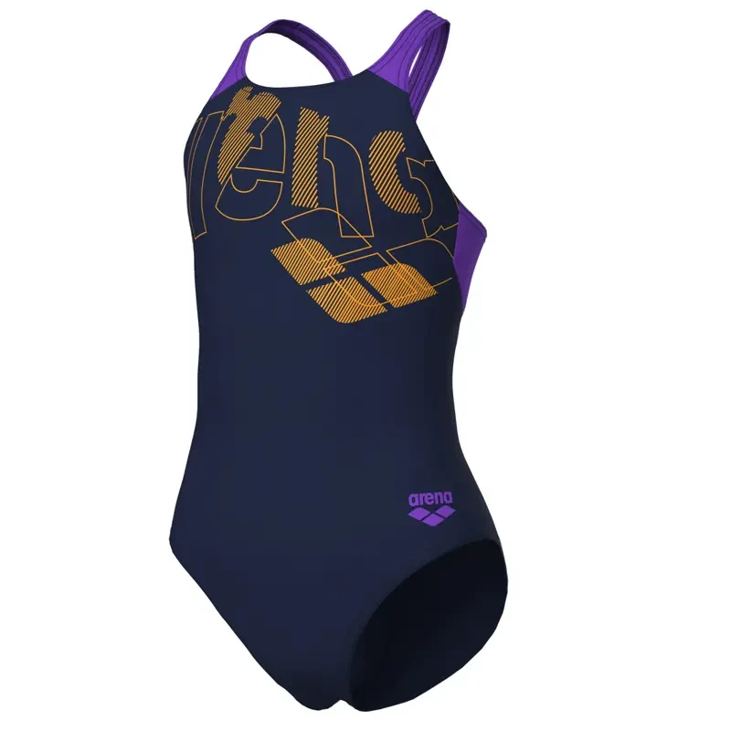 Arena Jednodelni kupaći kostim za devojčice Tales V Back, Teget-ljubičasti