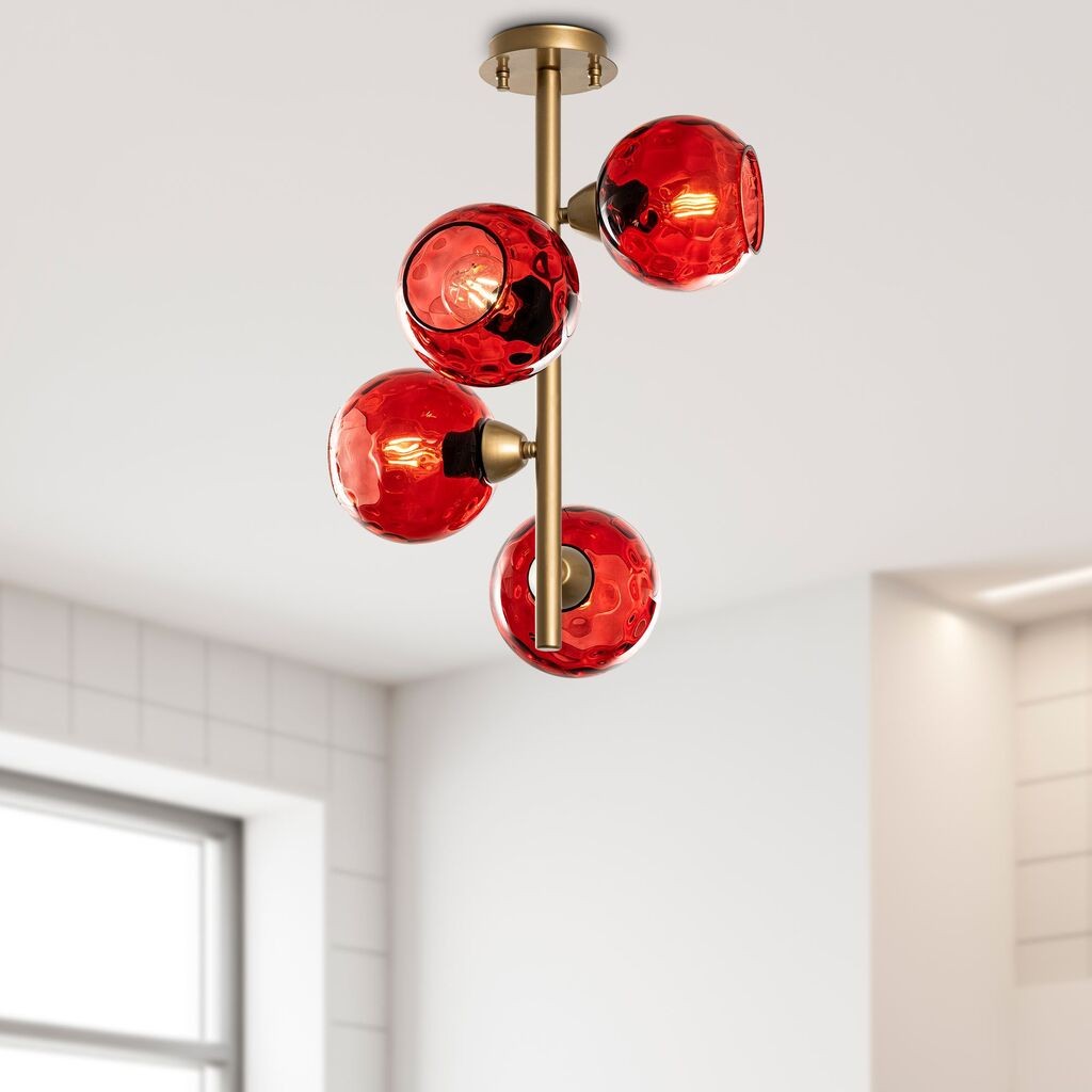 Opviq Luster Benek-15-14501, 40x40x55cm, IP20, Zlatno-crvene boje