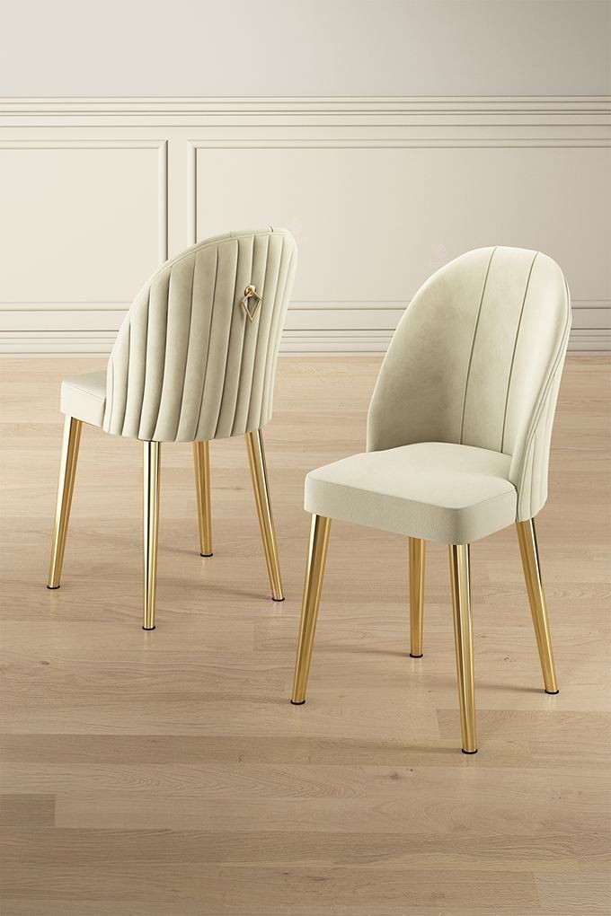 Hanah Home Set stolica Mara, 45x91x42 cm, 6 komada, Zlatno-krem boje