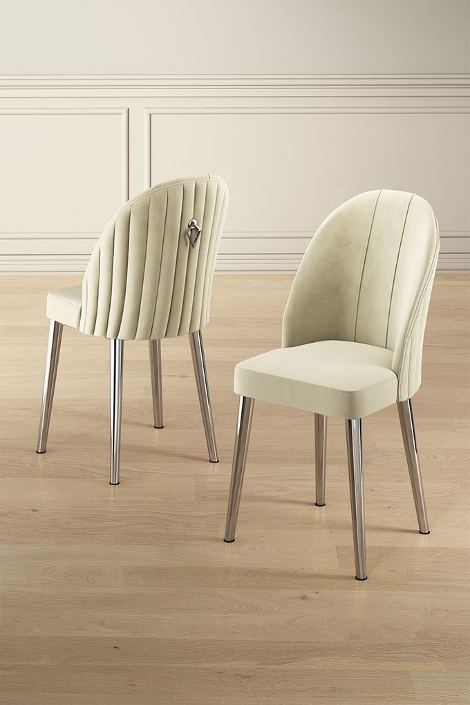 Hanah Home Set stolica Mara, 45x91x42 cm, 6 komada, Srebrno-krem boje