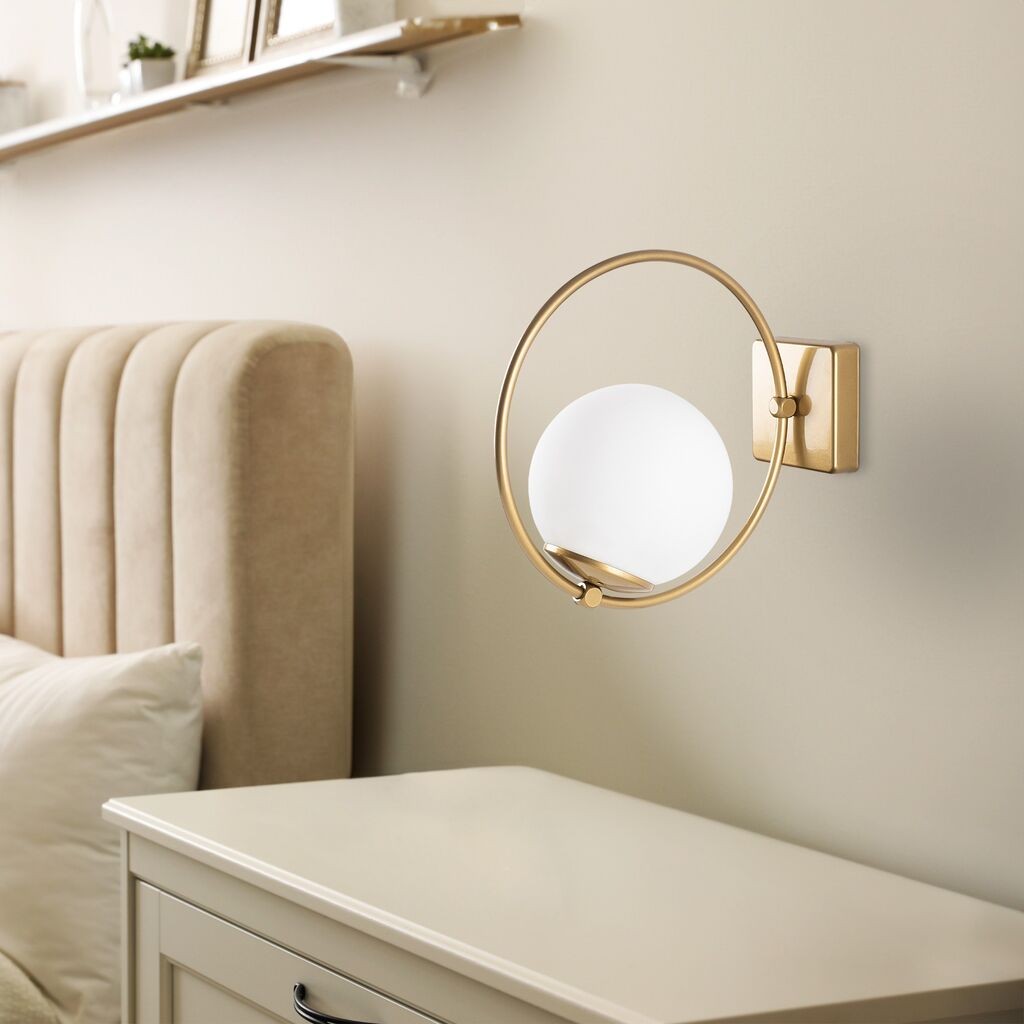 Opviq Zidna lampa Dolunay-3912, 15x31x28cm, IP20, Zlatno-bela boje