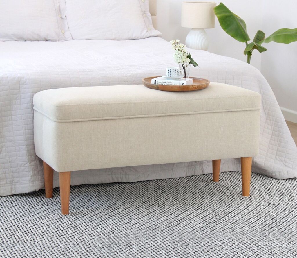 Atelier del Sofa Tabure Glend, 100x50x43cm, Krem