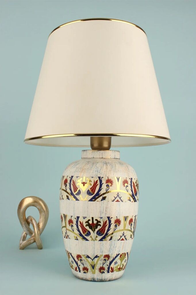 Opviq Stona lampa YL681, 32x24x52 cm, IP20, Belo-zlatne boje