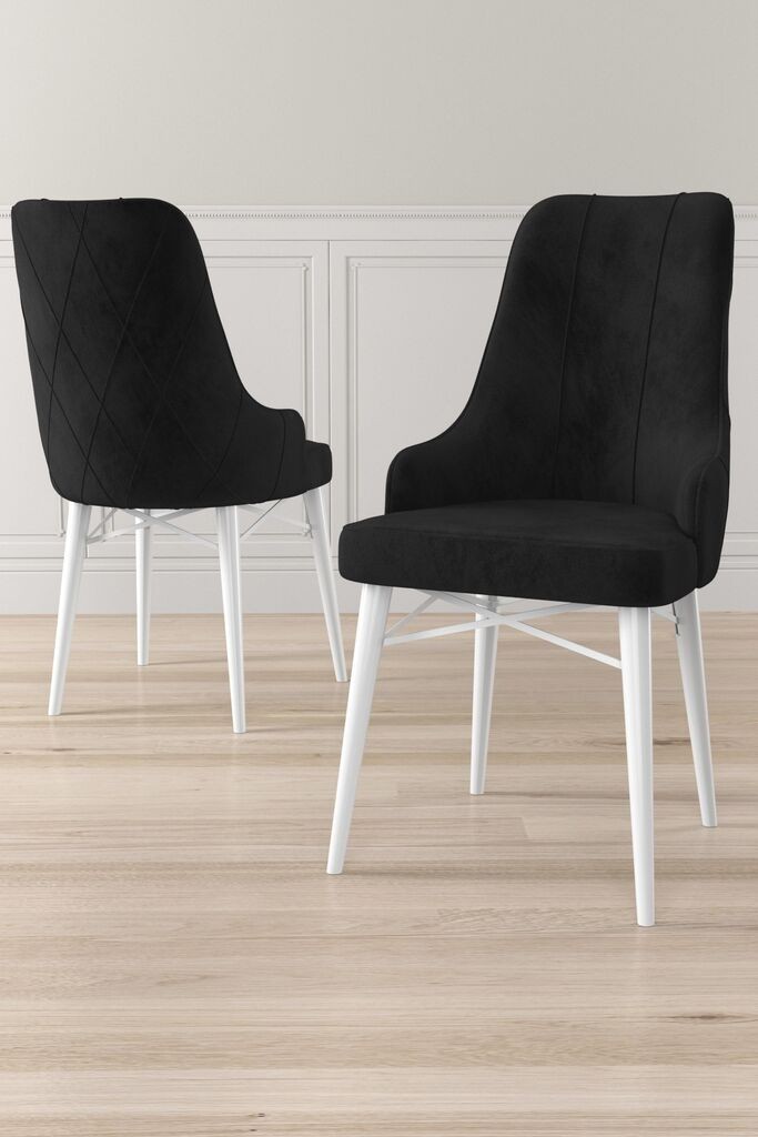 Hanah Home Set stolica Neta, 46x95x42 cm, 6 komada, Crno-bele