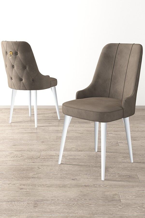 Hanah Home Set stolica Newa, 46x94x46 cm, 4 komada, Belo-smeđe