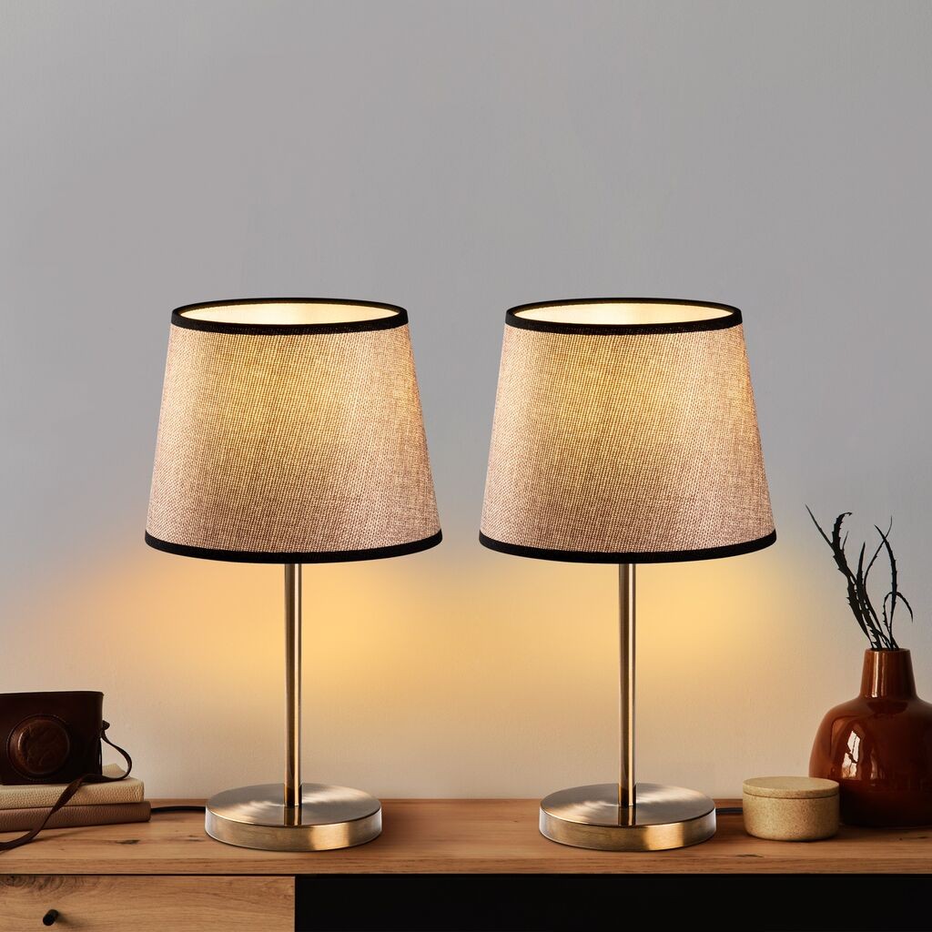 Opviq Set Stonih lampi 5102, 21x21x39 cm, IP20, 2 komada, Srebrno-smeđe boje