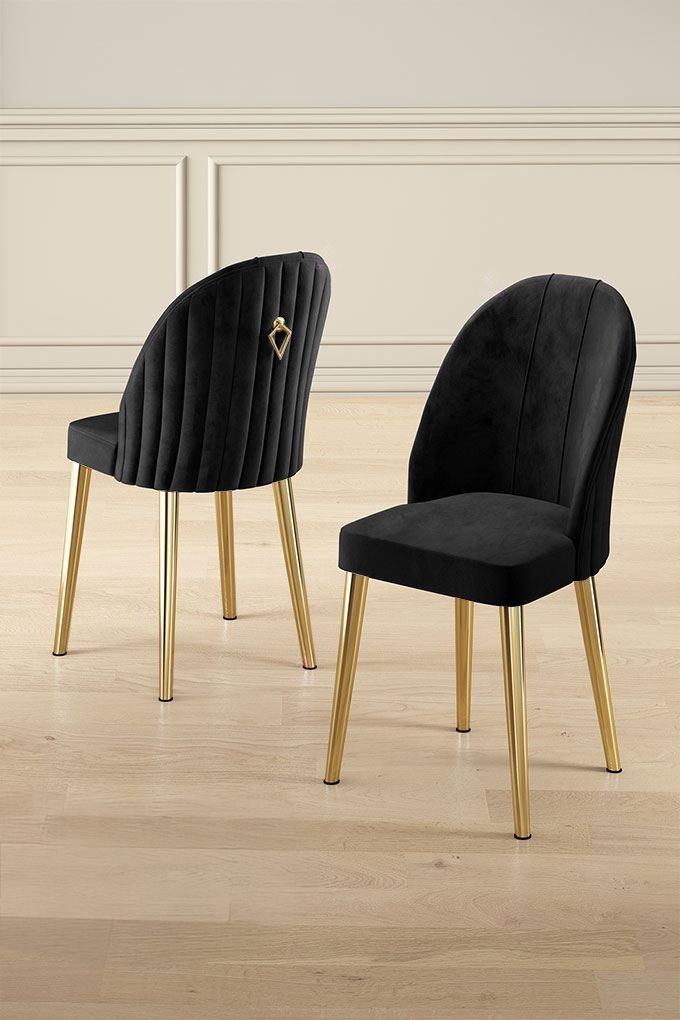 Hanah Home Set stolica Mara, 45x91x42 cm, 6 komada, Crno-zlatne boje