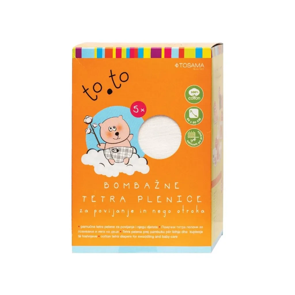 Tosama Tetra pelene za bebe to.to, Pamučne, 5 komada, Bele