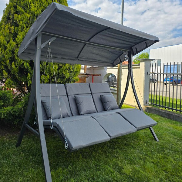 Baštenska ljuljaška trosed C1253, 200x115x168cm, Siva