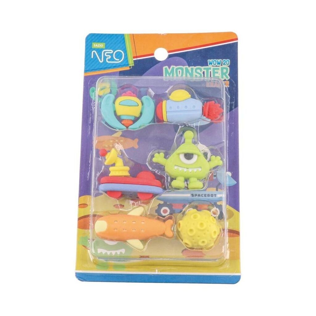 Sazio Neo Set gumica Monster, 6 komada, Šareni