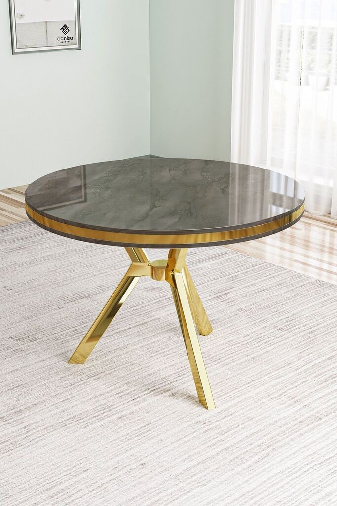 Hanah Home Trpezarijski sto Mos, 90x74x90 cm, Zlatne boje