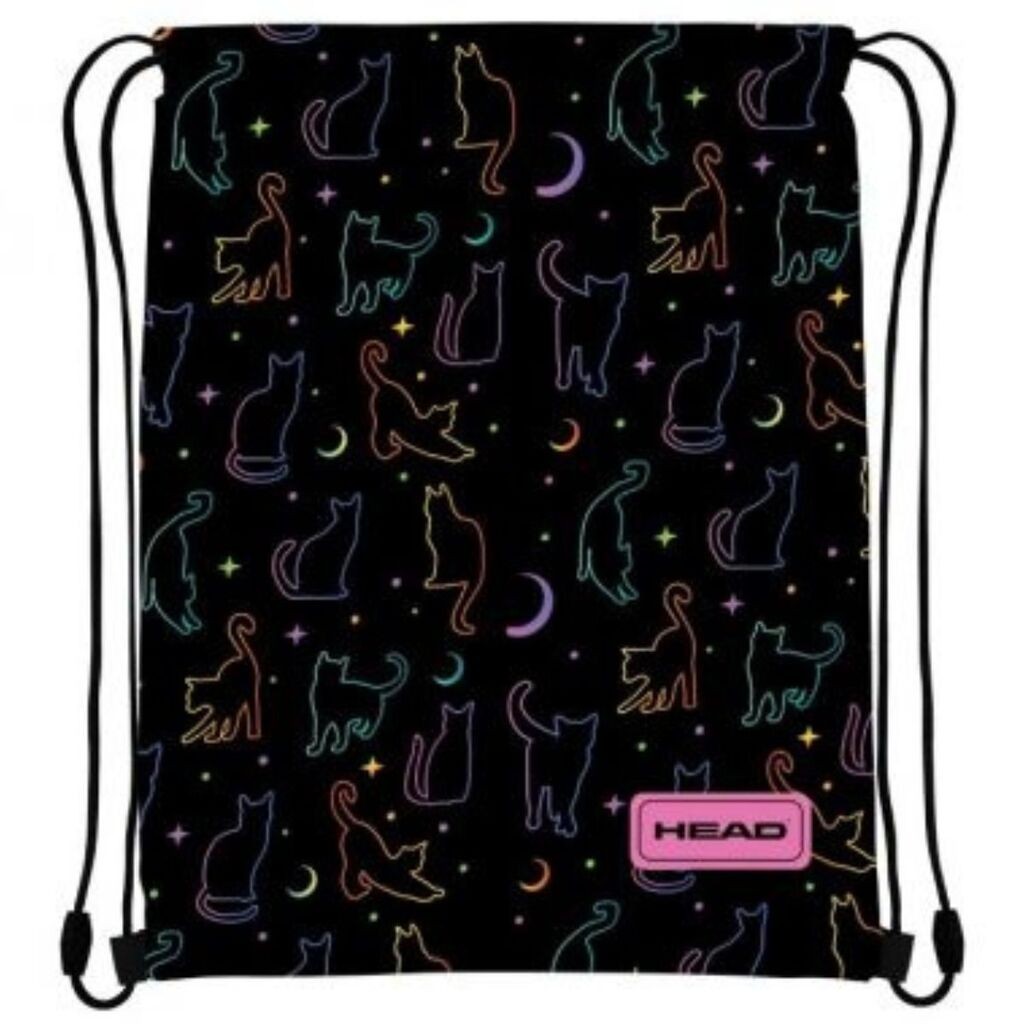 Head Torba za patike za devojčice Night cat, 40 x 33 cm, Crna