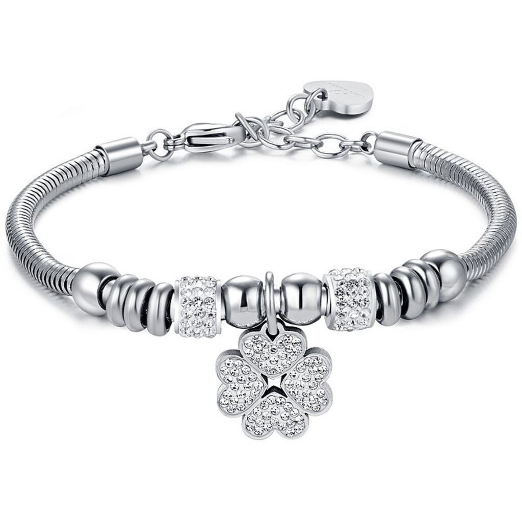 Luca Barra Ženska narukvica Clover, Srebrne boje