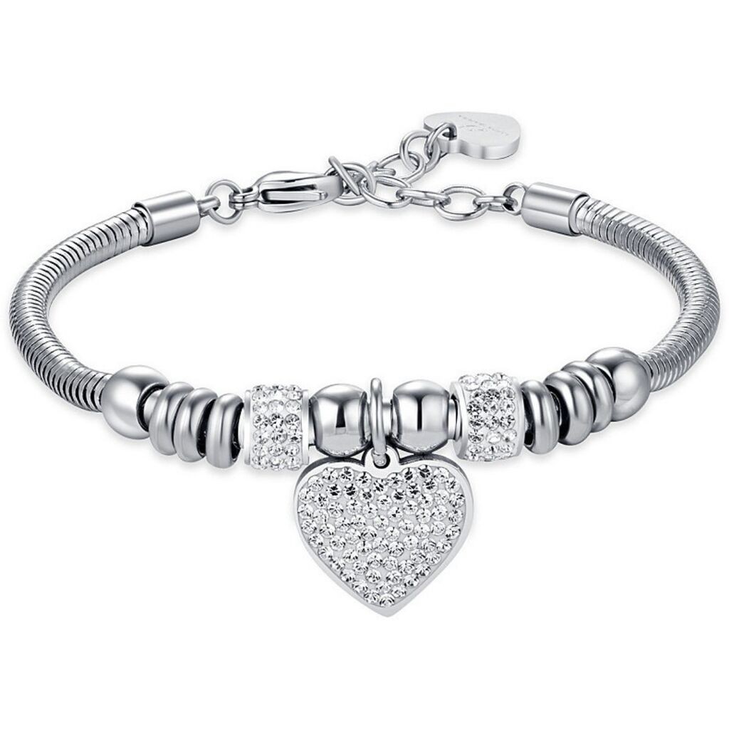 Luca Barra Ženska narukvica Heart, Srebrne boje